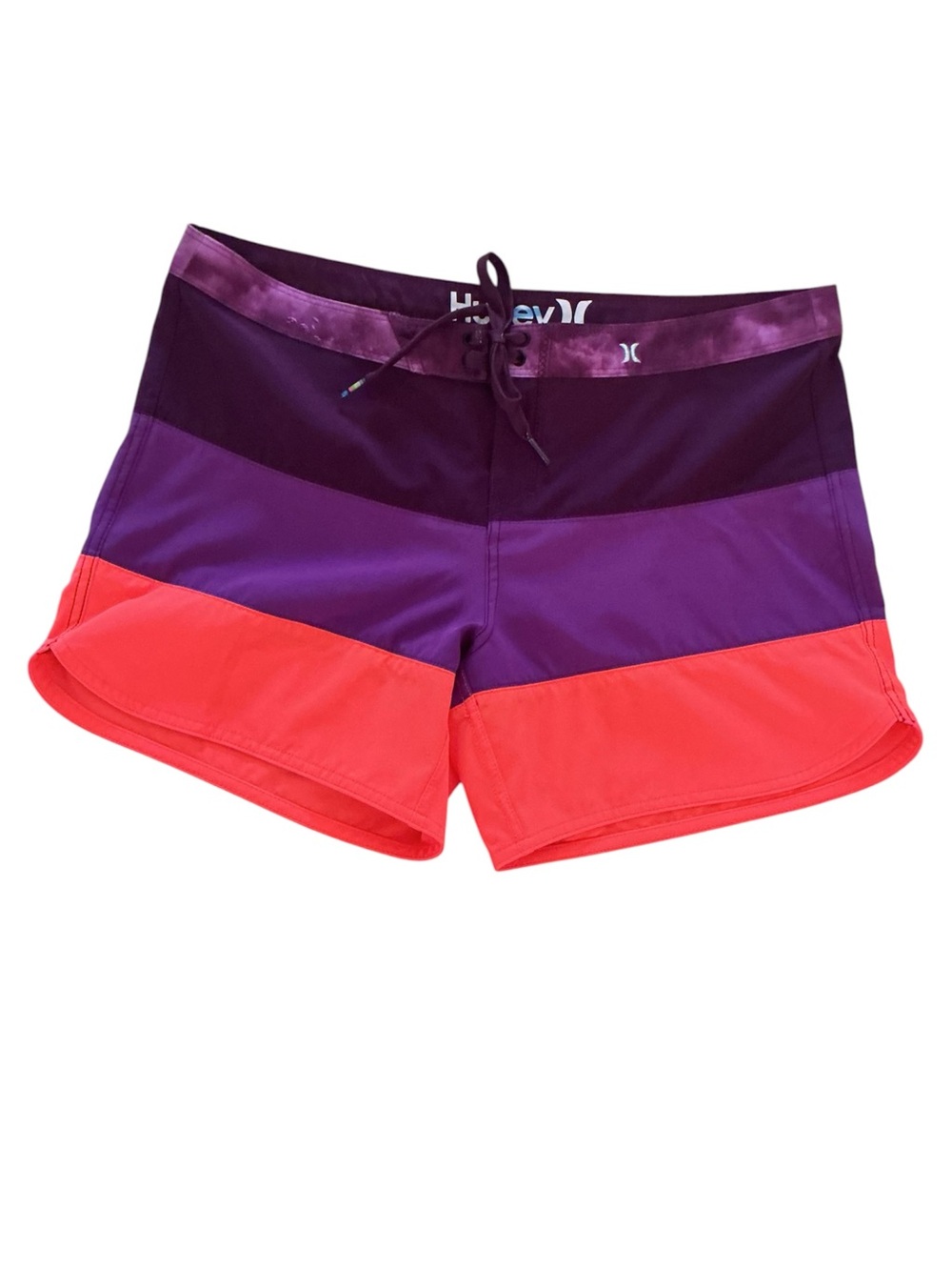 Hurley Phantom women’s swim board shorts boardshorts size 7 purple orange